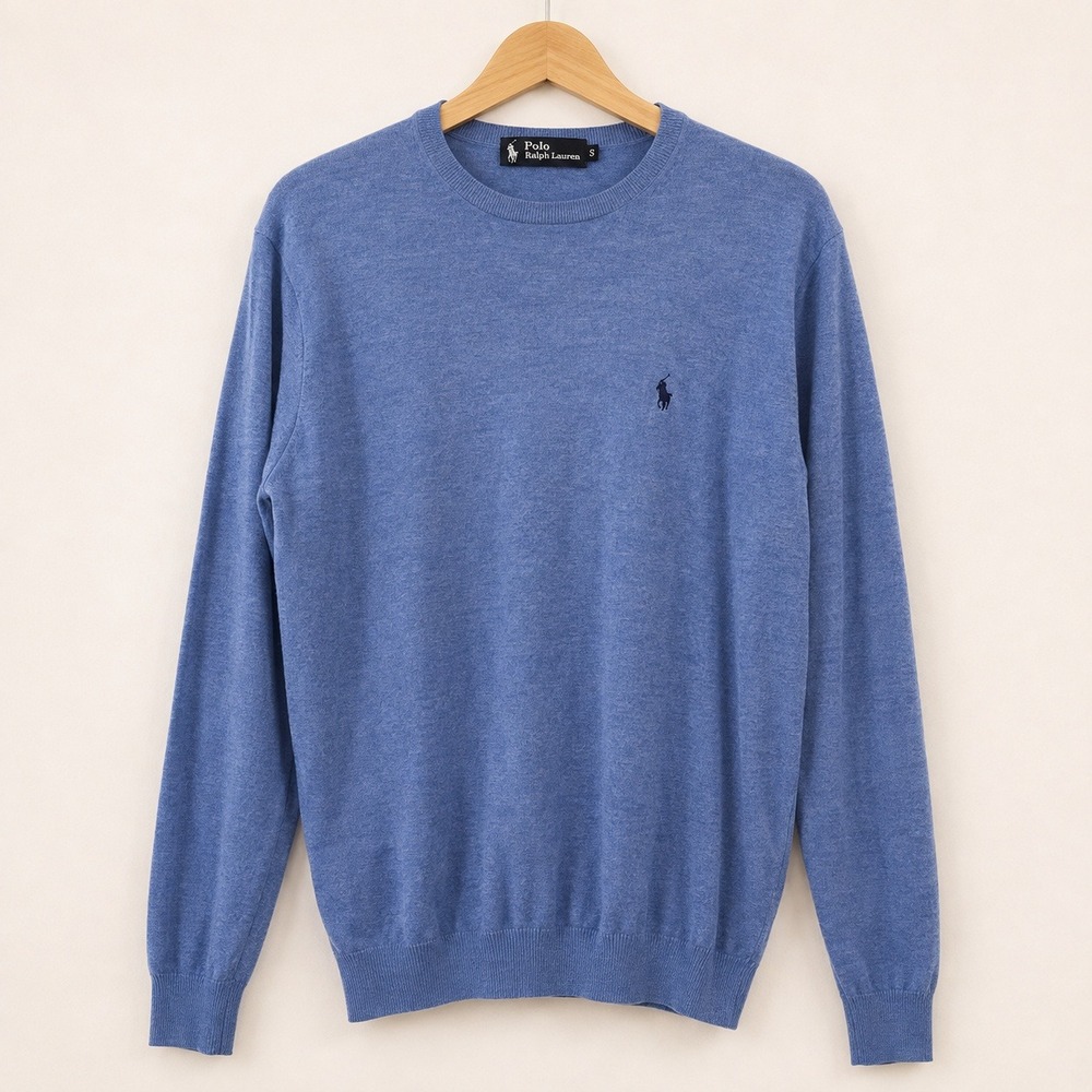 Polo Ralph Lauren Old Money Crewneck Sweater Mens 4XL Blue Wool Cashmere Preppy
